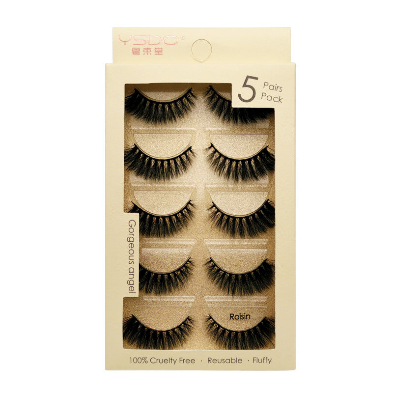 5 Pairs of New 3D mink fur soft false eyelashes natural slim eyelashes