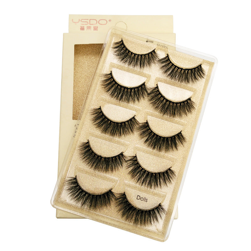 5 Pairs of New 3D mink fur soft false eyelashes natural slim eyelashes