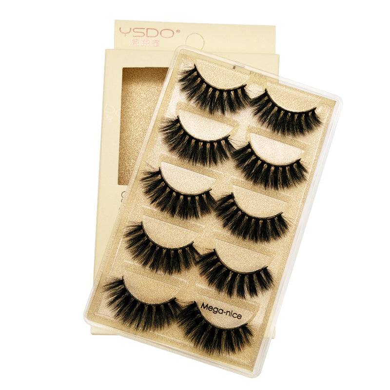 5 Pairs of New 3D mink fur soft false eyelashes natural slim eyelashes