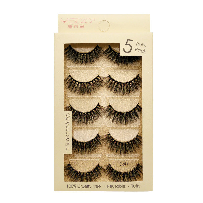 5 Pairs of New 3D mink fur soft false eyelashes natural slim eyelashes