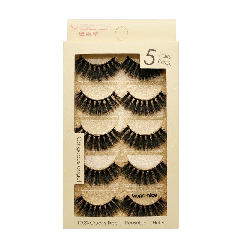 5 Pairs of New 3D mink fur soft false eyelashes natural slim eyelashes