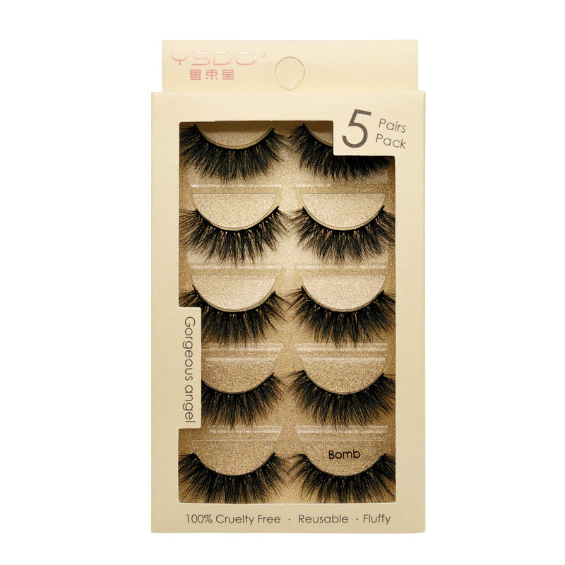 5 Pairs of New 3D mink fur soft false eyelashes natural slim eyelashes