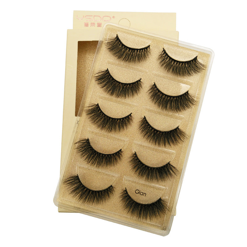 5 Pairs of New 3D mink fur soft false eyelashes natural slim eyelashes