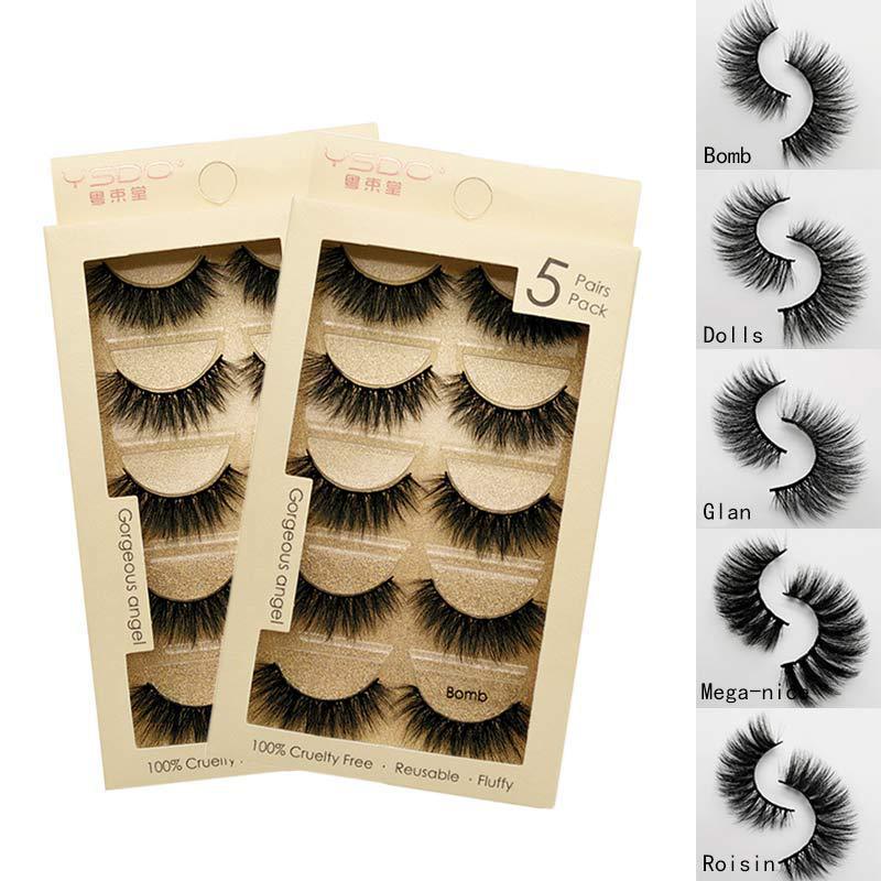 5 Pairs of New 3D mink fur soft false eyelashes natural slim eyelashes