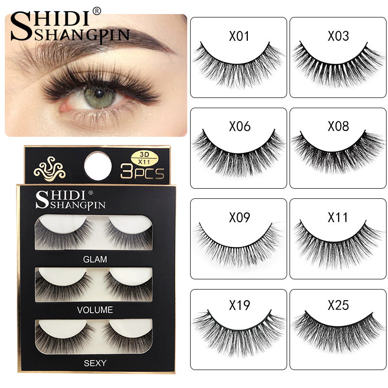 3 pairs 3D mink false eyelashes natural cross eyelashes