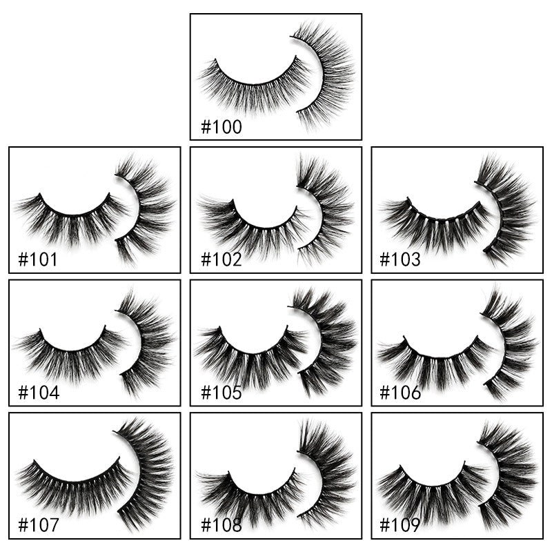 1 pair of natural eyelashes Color base card imitation mink hair thick 3d false eyelashes