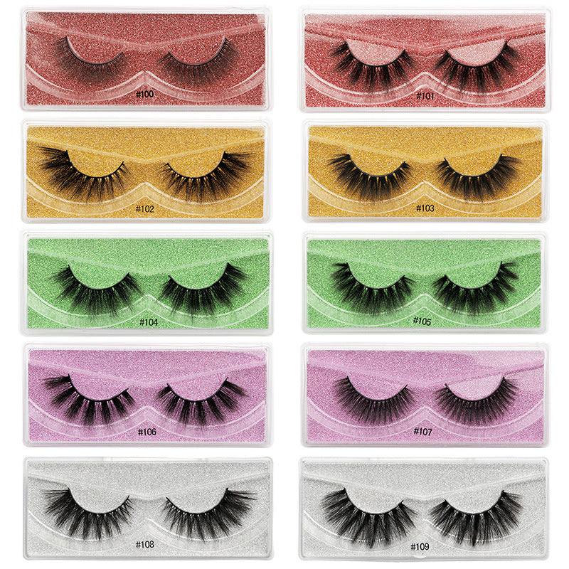 1 pair of natural eyelashes Color base card imitation mink hair thick 3d false eyelashes