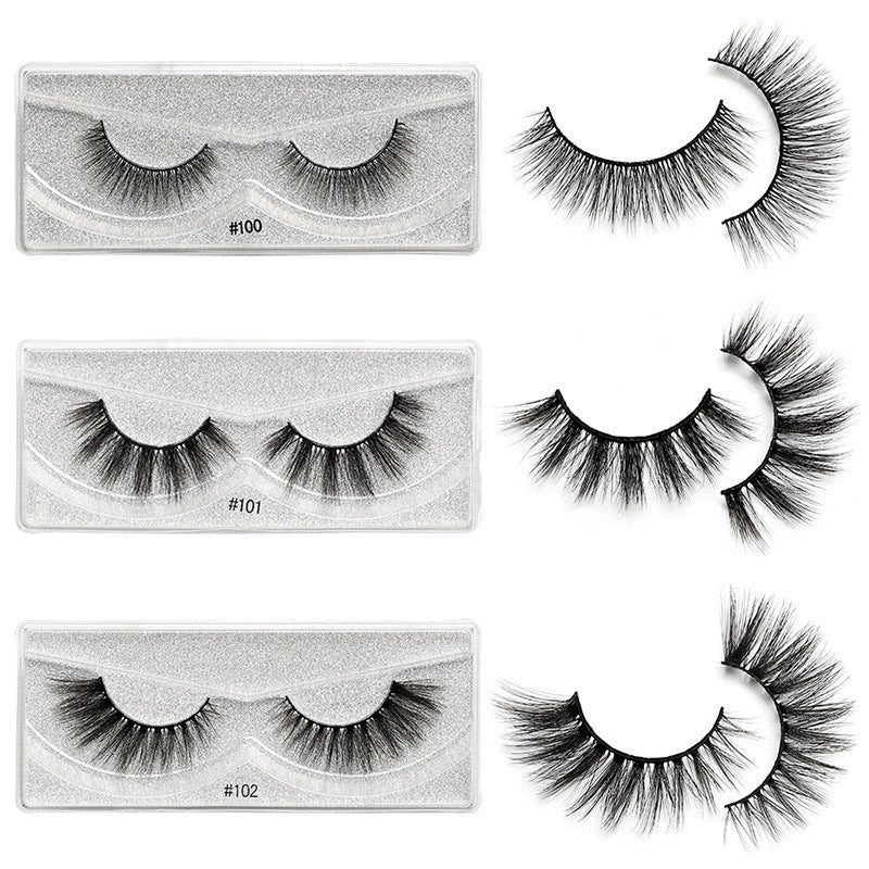 1 pair of natural eyelashes Color base card imitation mink hair thick 3d false eyelashes