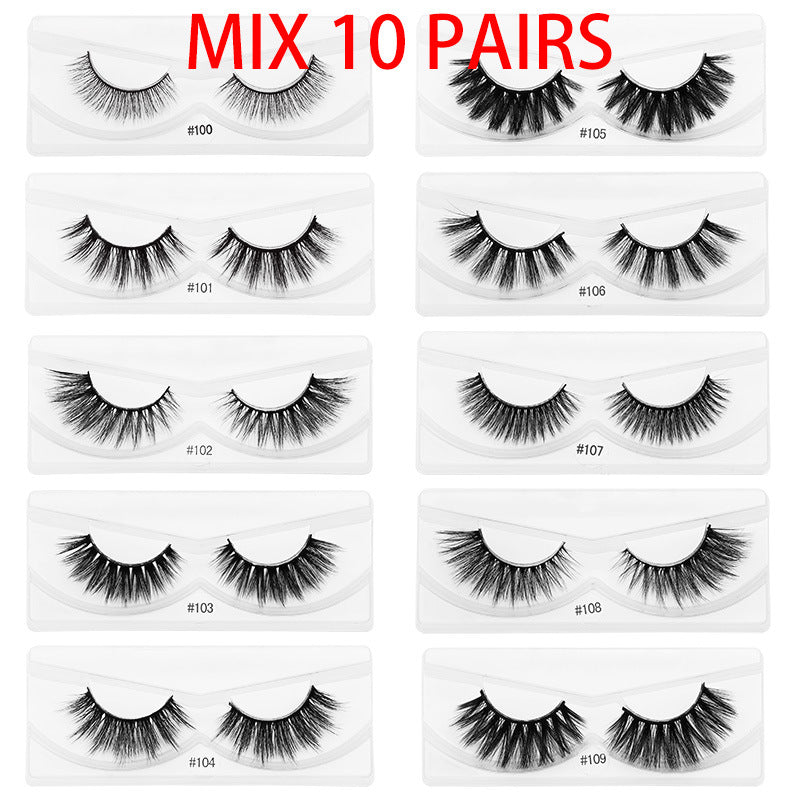 1 pair of natural eyelashes Color base card imitation mink hair thick 3d false eyelashes