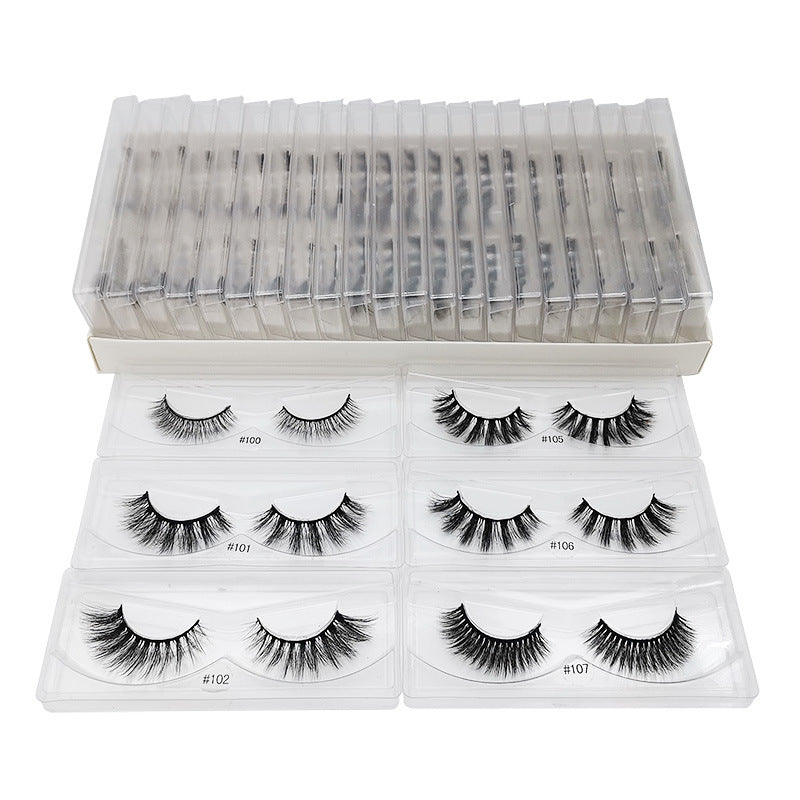 1 pair of natural eyelashes Color base card imitation mink hair thick 3d false eyelashes