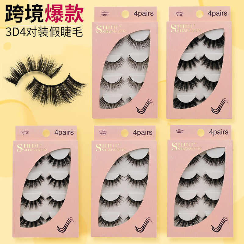 4 Pairs New 3D Mink Hair False Eyelashes DressNatural Thick Eyelashes