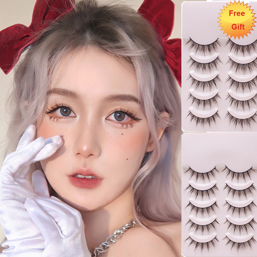 5 Pairs makeup 3D mink manga lashes faux cils korean natural fake eyelashes extenstion wimpern cosplay fluffy false eyelashes