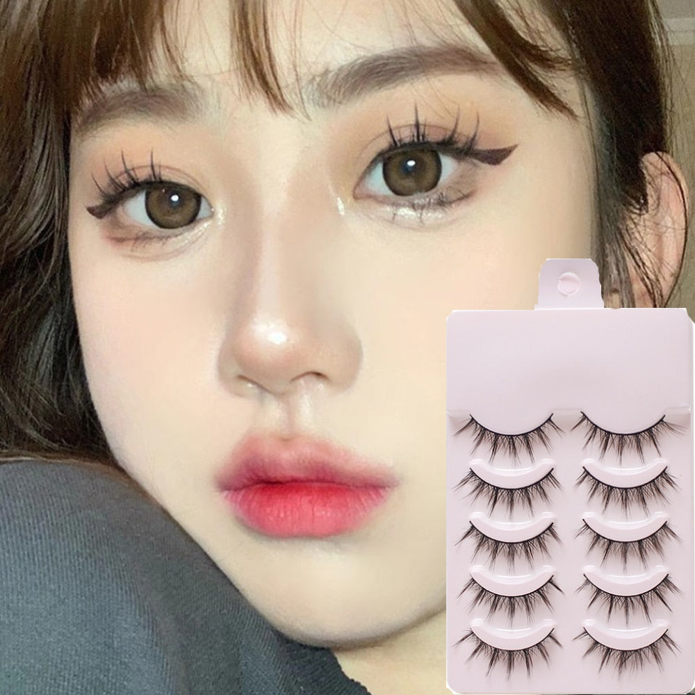 5 Pairs makeup 3D mink manga lashes faux cils korean natural fake eyelashes extenstion wimpern cosplay fluffy false eyelashes