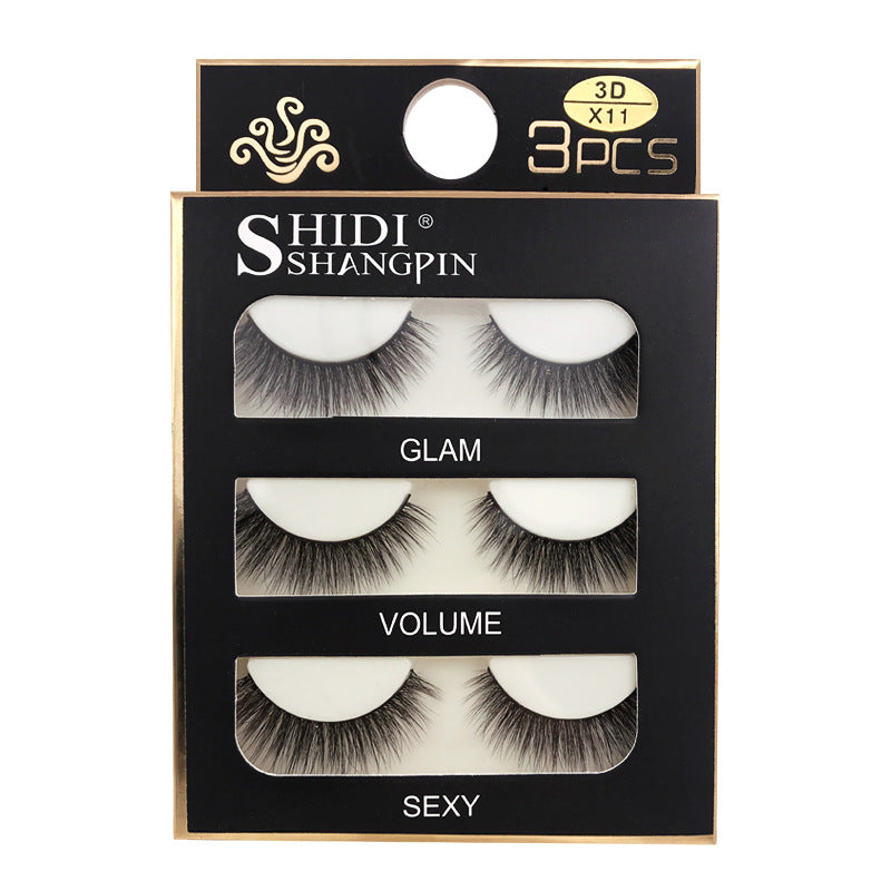 3 pairs 3D mink false eyelashes natural cross eyelashes