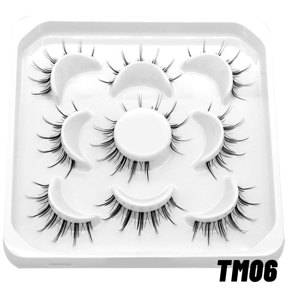 5 Pairs cosplay 3D Faux Mink Lashes Natural short Full Strip Lashes Clear Band Soft Natural Eyelashes Extension