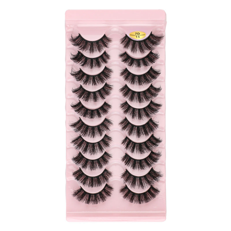 10 pairs of 7D curl natural thick false eyelashes DD large curvature eyelashes