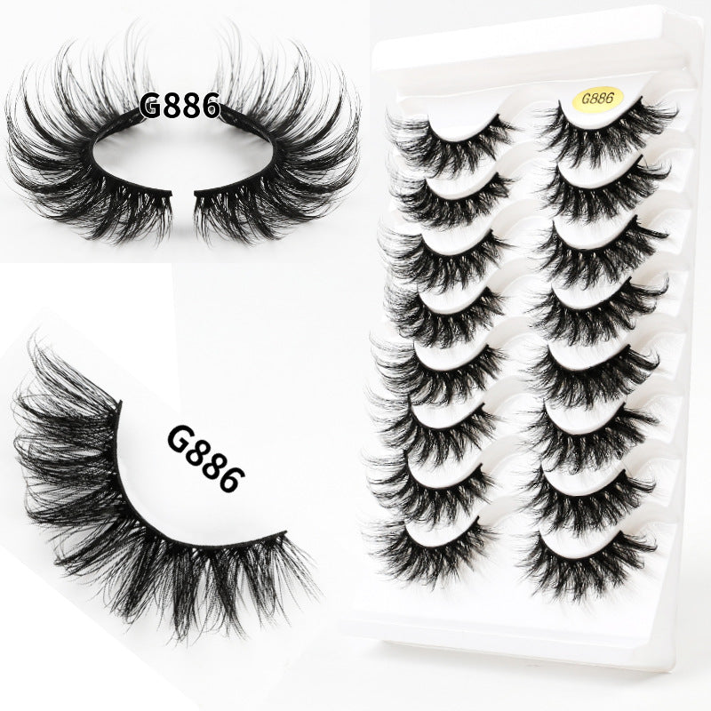 8 pairs of False eyelashes curl big curvature DD volume natural thick eyelashes