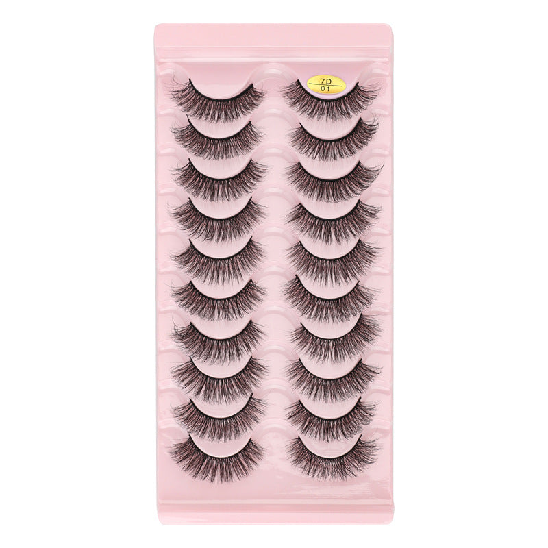 10 pairs of 7D curl natural thick false eyelashes DD large curvature eyelashes