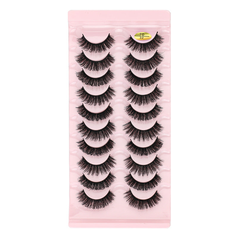 10 pairs of 7D curl natural thick false eyelashes DD large curvature eyelashes