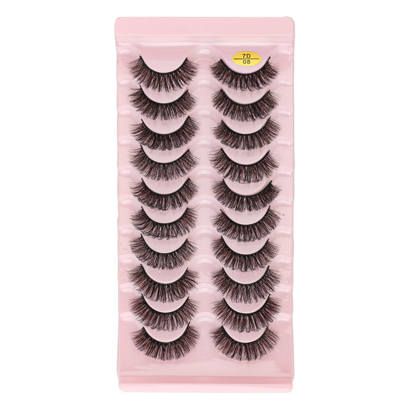 10 pairs of 7D curl natural thick false eyelashes DD large curvature eyelashes