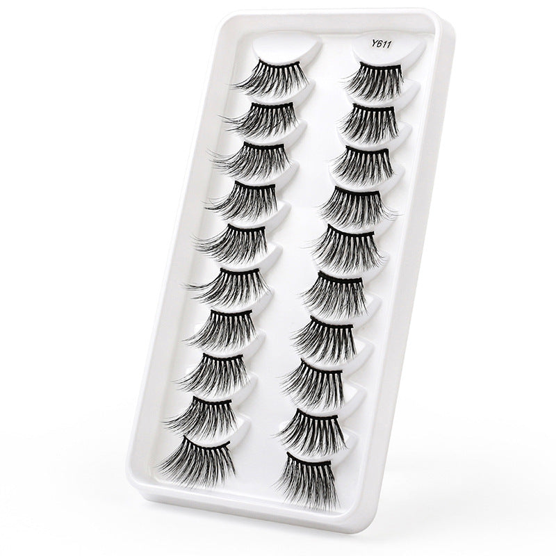 10 pairs 3D half false eyelashes naturally thick imitation sable hair half eyelashes