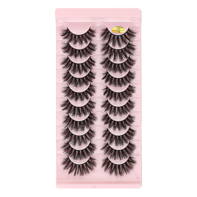 10 pairs of 7D curl natural thick false eyelashes DD large curvature eyelashes