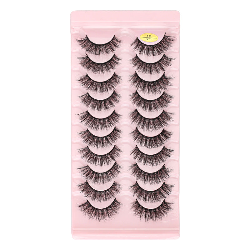 10 pairs of 7D curl natural thick false eyelashes DD large curvature eyelashes