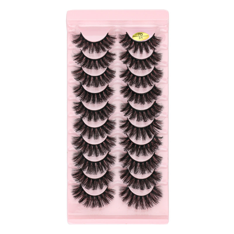 10 pairs of 7D curl natural thick false eyelashes DD large curvature eyelashes