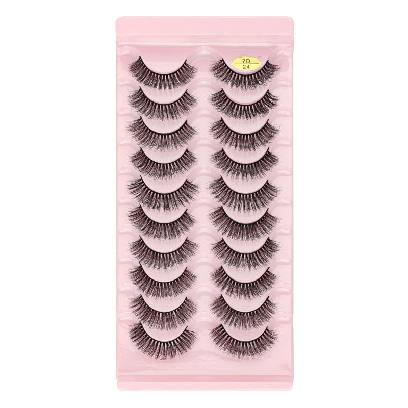 10 pairs of 7D curl natural thick false eyelashes DD large curvature eyelashes