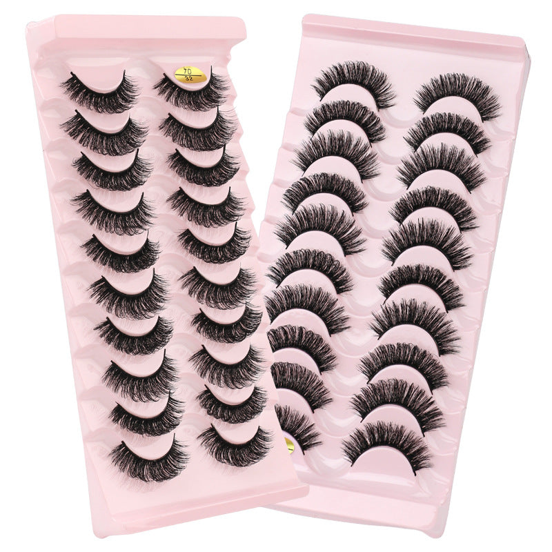 10 pairs of 7D curl natural thick false eyelashes DD large curvature eyelashes