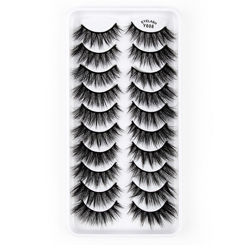 10 pairs of 3D cat eye false eyelashes natural thick fluffy eyelashes hot style