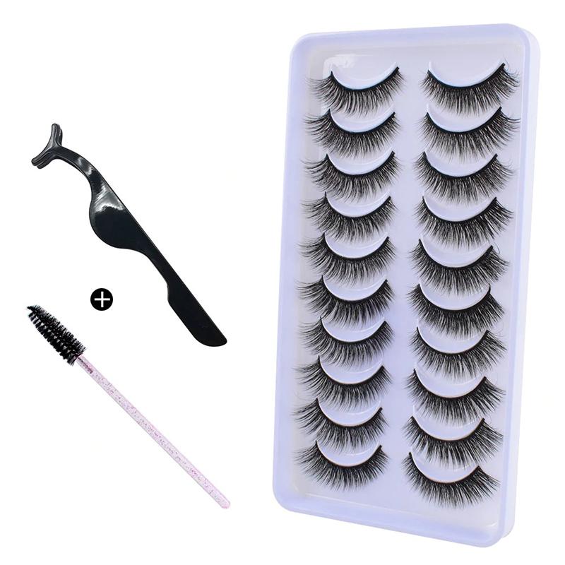 10Pairs 3D Mink Hair Eyelashes Extension