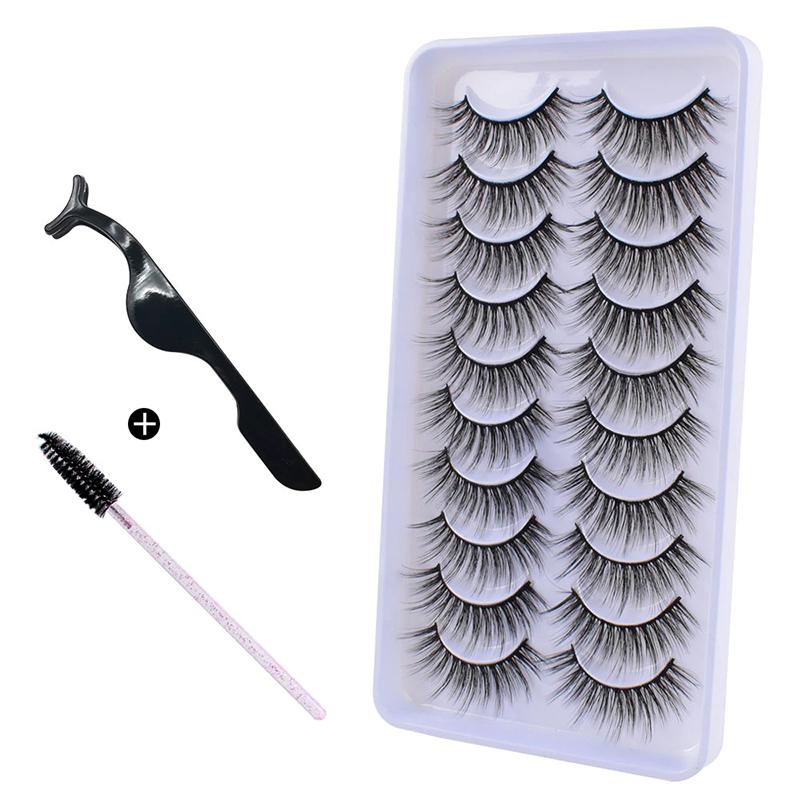 10Pairs 3D Mink Hair Eyelashes Extension