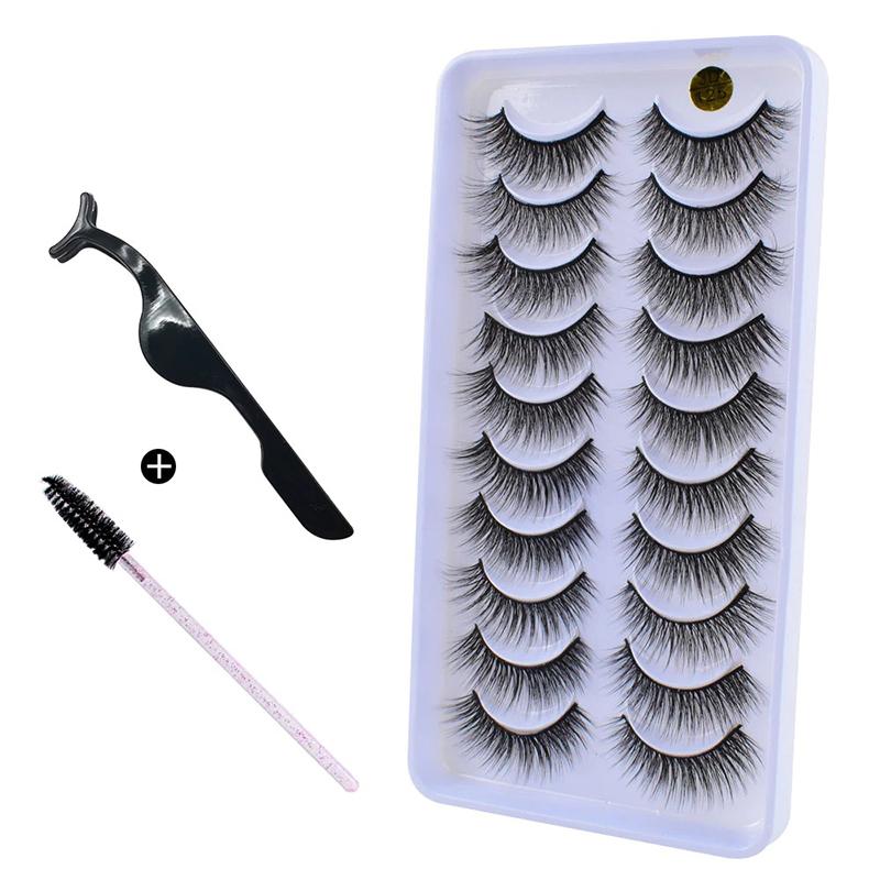 10Pairs 3D Mink Hair Eyelashes Extension