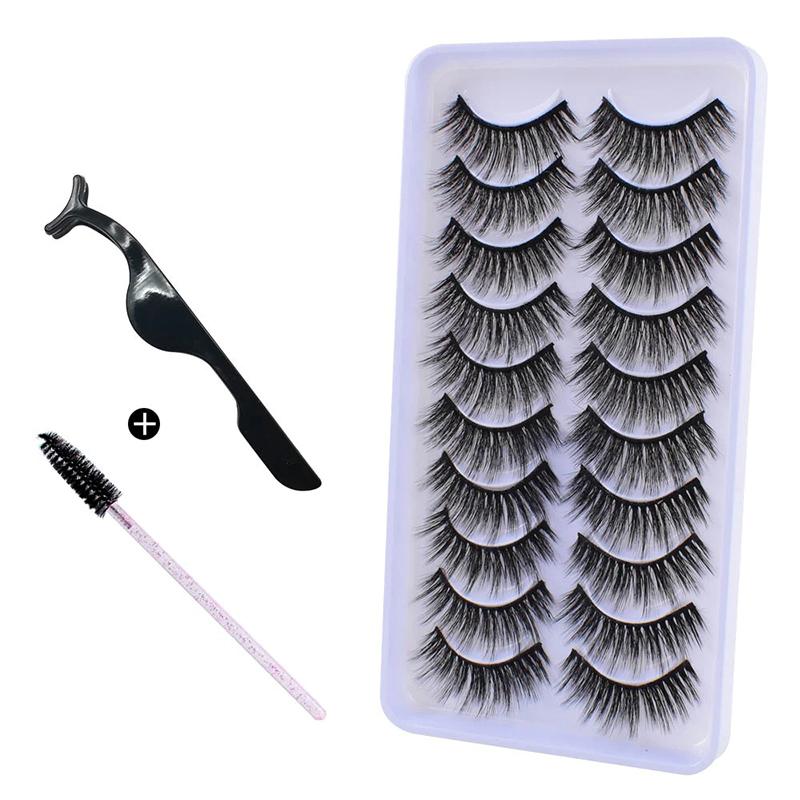 10Pairs 3D Mink Hair Eyelashes Extension