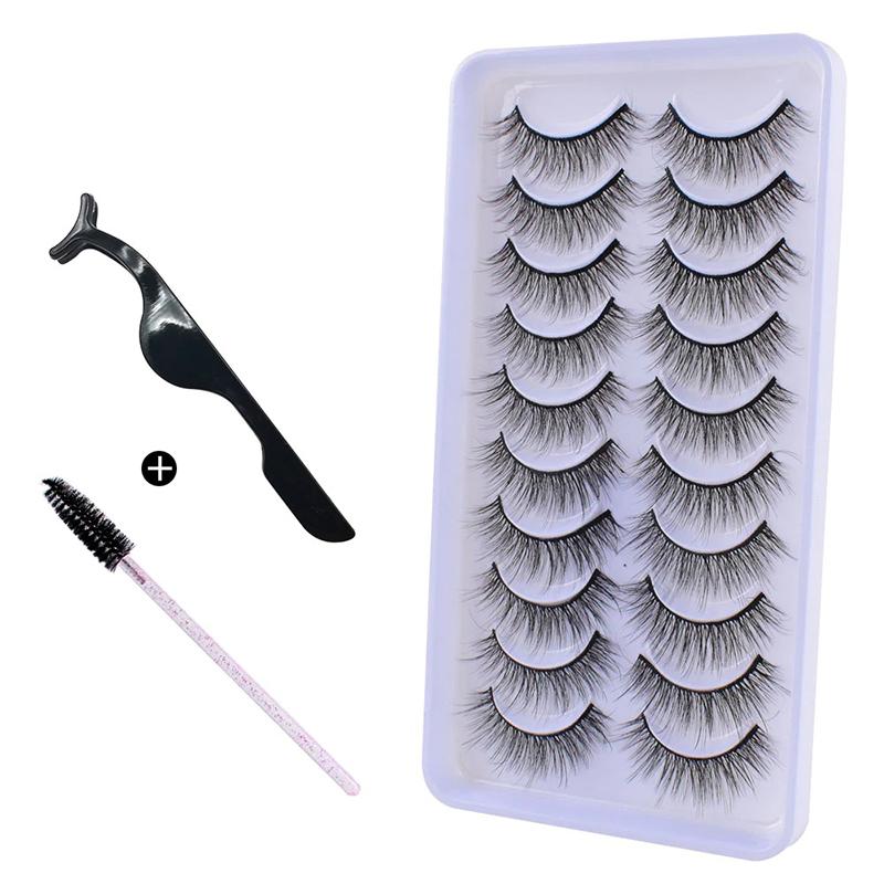 10Pairs 3D Mink Hair Eyelashes Extension