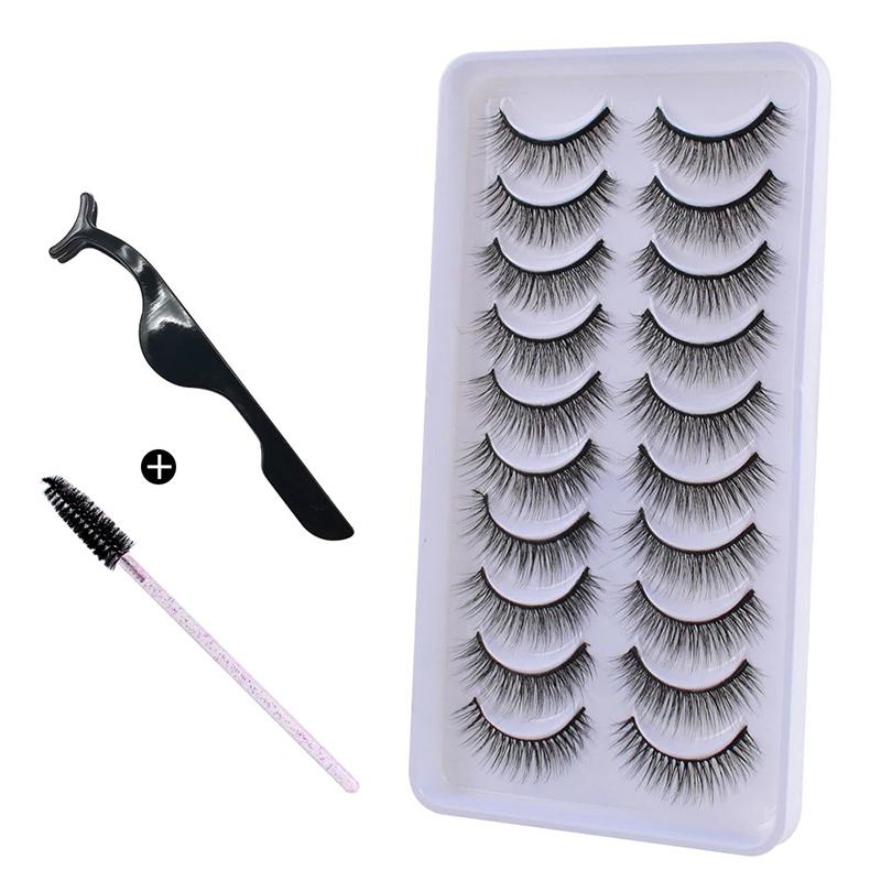 10Pairs 3D Mink Hair Eyelashes Extension