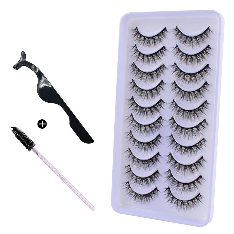 10Pairs 3D Mink Hair Eyelashes Extension