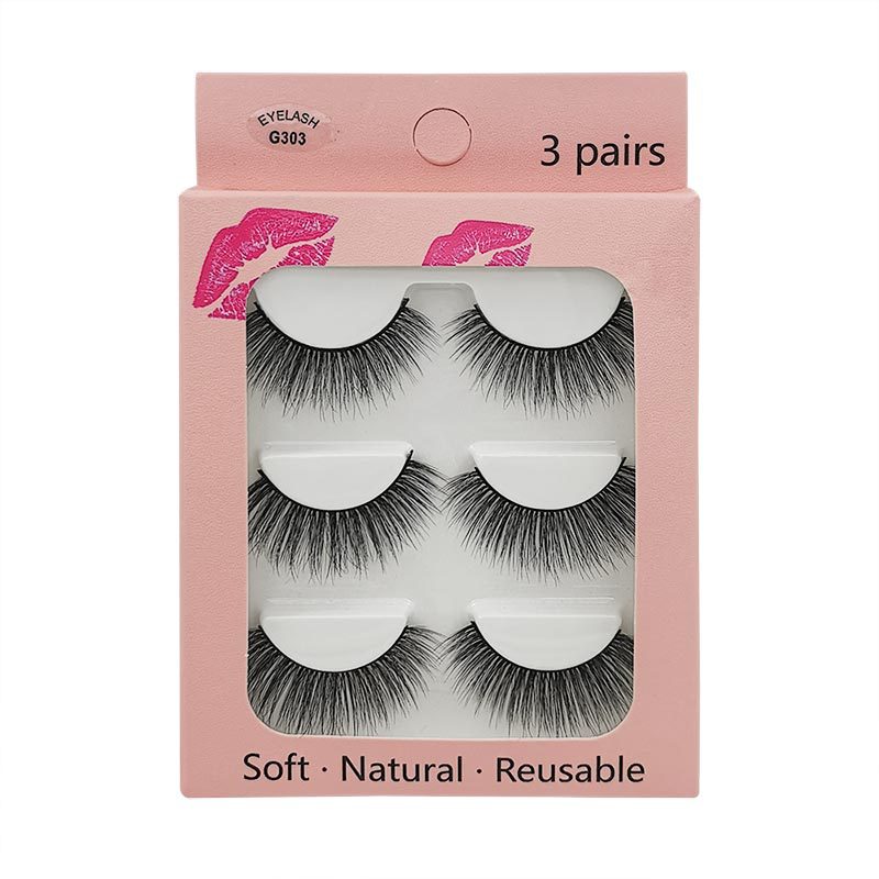 New Waterproof 3 Pairs Mink Hair Eyelashes