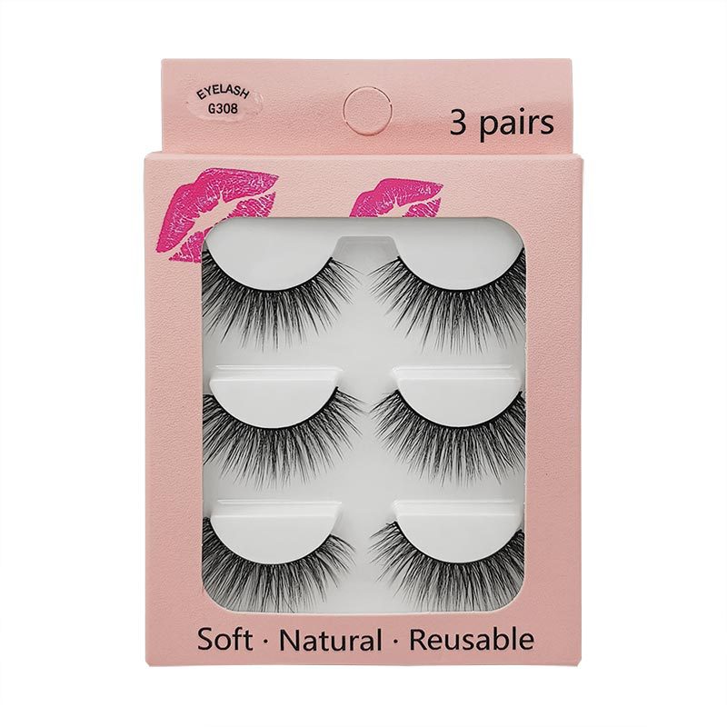 New Waterproof 3 Pairs Mink Hair Eyelashes