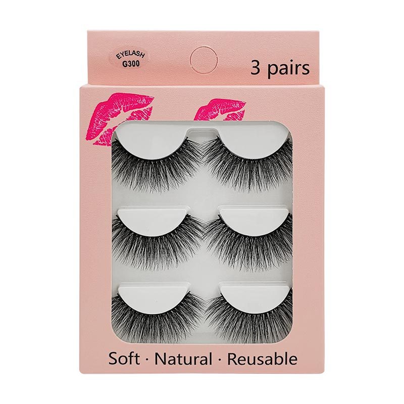 New Waterproof 3 Pairs Mink Hair Eyelashes