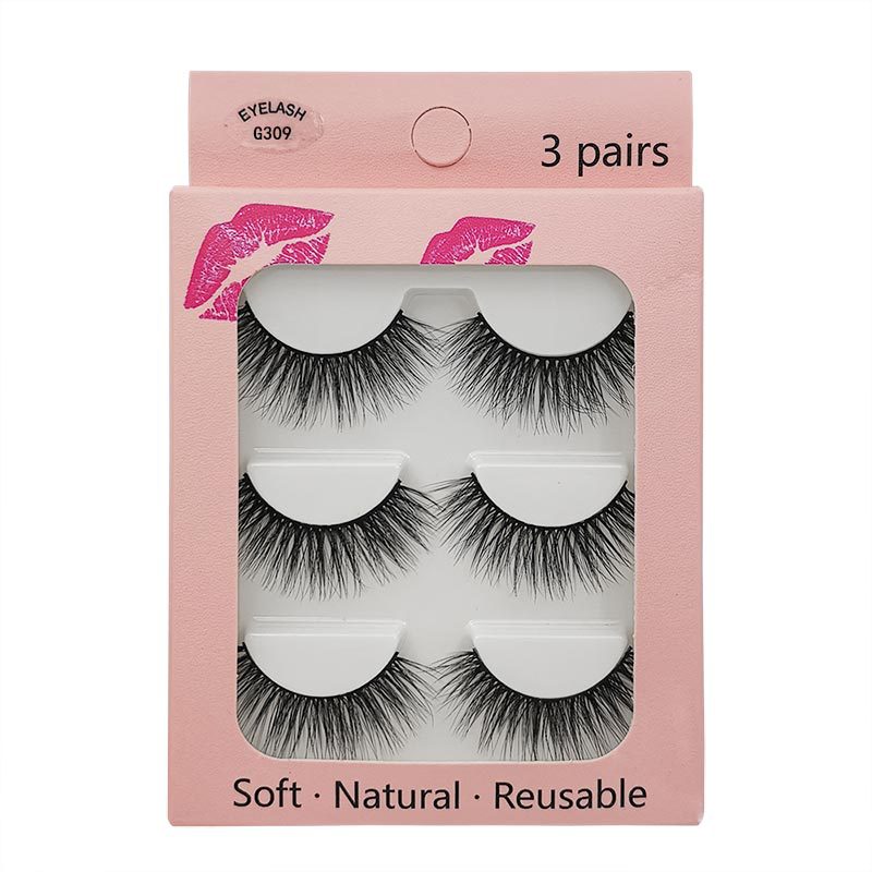 New Waterproof 3 Pairs Mink Hair Eyelashes