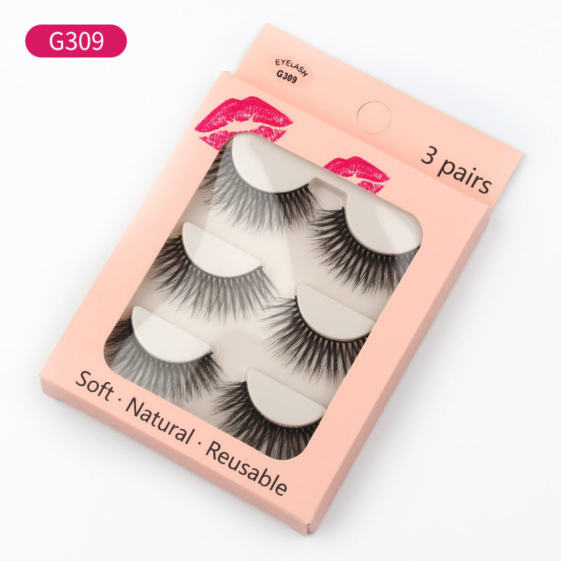 New Waterproof 3 Pairs Mink Hair Eyelashes