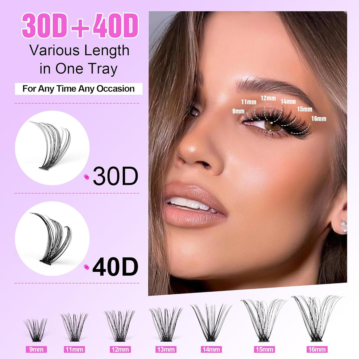 Joliejuly 40D-0.07D-9-16MIX KITDIY Eyelash Extension Kit 280pcs