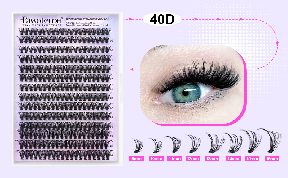 Joliejuly 40D-0.07D-9-16MIX KITDIY Eyelash Extension Kit 280pcs